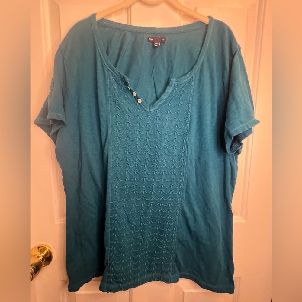 GAP Teal Relaxed Blouse with Short Sleeves